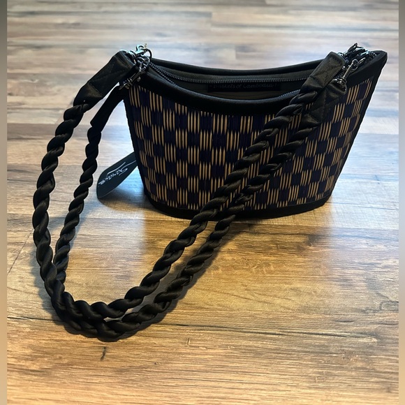 Baskets Of Cambodia Handbags - Tatami Saraye Chic Black, Blue and Tan Women's Shoulder Bag